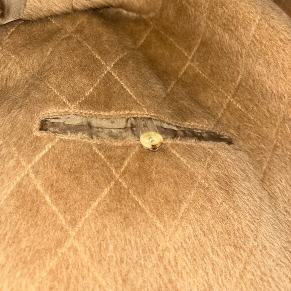 Sulka Italian-Made Camel /Alpaca Diamond-Quilted Oversized Boxy, Coat, Men XL - Picture 10 of 12